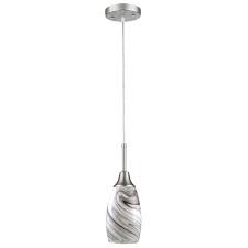 Beldi Peak Collection 1 Light Grey Glass And Nickel Pendant 1933 H Grey The Home Depot