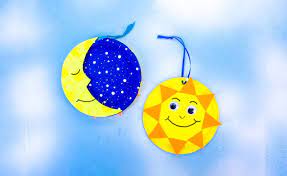 White and light blue baby nursery. Sun And Moon Craft Super Simple