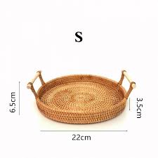 Set of 3 vietnam traditional handmade round rattan wicker serving basket tray, brown vietsway 4.5 out of 5 stars (256) $ 29.99 free shipping add to favorites white woven round rattan tray, decorative trays, coffe table tray, breakfast in bed, round boho serving tray for table, straw serving tray. Buy 1pcs Multi Purpose Round Basket With Handle Hand Woven Rattan Storage Tray Breakfast Display S M L At Affordable Prices Free Shipping Real Reviews With Photos Joom