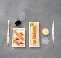 Pulp Tek Rectangle Natural Sugarcane / Bagasse Long Sushi Tray - 8 3/4" x 3  1/2" x 3/4" - 100 count box