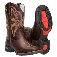 Bota Masculina Texana Em Couro Fóssil Café Com Solado Texas