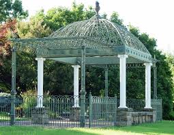 This Stunning Wrought Iron And Cast Iron Victorian Gazebo Was Fabricated And Installed On The Grounds Of The Gilcre Gazebo Victorian Gazebo Pergola Plans Roofs