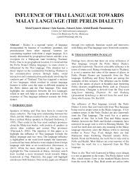 Upgrade to save your work, check for plagiarism, and more! Pdf Influence Of Thai Language Towards Malay Language The Perlis Dialect