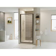 Coastal Shower Doors Legend 21 625 In To 22 625 In X 64 In Framed Hinged Shower Door In Matte Black With Clear Glass L22 66o C The Home Depot