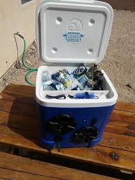 Stereo Cooler Awesome Sound Check It Out On Facebook Https Www Facebook Com Arizonacoolerconcepts Diy Cooler Music Cooler Cooler Box