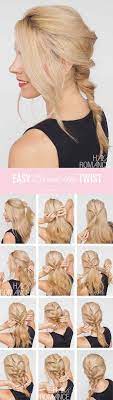 Half Up And Half Down Hairstyles For Prom The Twist Braid Hairstyle Tutorial T Medium Length Hair Styles Medium Hair Styles Braided Hairstyles Tutorials Easy