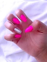 Hot Pink Nails With Glitter Ring Finger Matte Hotpink Matte Nails Glitter Hot Pink Nails Glitter Nails Image uploaded by feshfen hair.