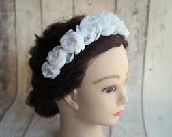 Ivory Flower Pearl Crystal Handmade Hair Headband Wedding Flower Girl  Infant Toddler Junior One Size Elegant Hairpiece