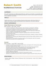 Maintenance Technician Resume Samples Qwikresume