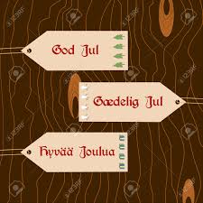 Christmas in norway made by: Scandinavian Wishes Cards With Merry Christmas In Danish Finnish And Swedish Norwegian Brown Wooden Background Red Text Royalty Free Cliparts Vectors And Stock Illustration Image 67651935