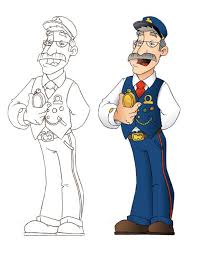 Polar express color by number. Train Conductor Train Cartoon Conductors
