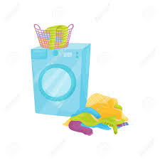I have a lot of kids, so i often have big piles of just one type of laundry. Plastic Basket Full Of Clean Colored Clothes On Washing Machine Royalty Free Cliparts Vectors And Stock Illustration Image 126749122