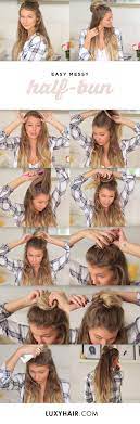 1 Minute Messy Bun Hair Styles Long Hair Styles Half Bun Hairstyles