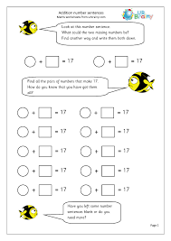addition number sentences addition maths worksheets for year 3 age 7 8 by urbrainy com