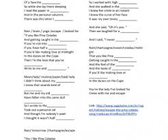 Rupert holmes escape the pina colada song. Song Worksheet Escape The Pina Colada Song By Rupert Holmes