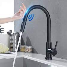 Touchless pull down kitchen sink faucet matte black. Matte Black Stainless Steel Kitchen Sink Faucets Mixer Smart Touch Sensor Pull Out Hot Cold Water Mixer Tap Crane Sale Banggood Com