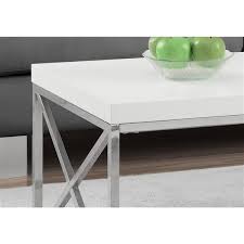 This coffee table will add a classic look to any room the white and chrome finish of this coffee table will add the perfect accent to your home crafted of manufactured wood and metal perfect for a living room, family room, den, library, or study for over 100 years, safavieh has been crafting products of the highest quality and unmatched style Monarch Specialties Monarch Rectangular Coffee Table 44 In White Chrome Rona