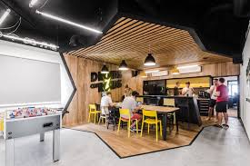 This New Office Interior Uses Wood And Black Frames To Clearly Define Spaces Office Interiors Office Interior Design Cool Office Space