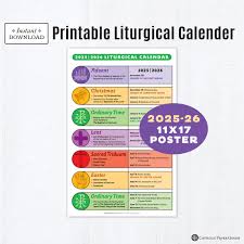 Catholic Liturgical Calendar 2025-26: 11x17 Color Poster (Digital Download)