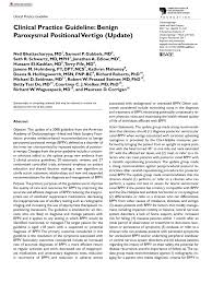In a small number of people, the symptoms never come back after the first time. Pdf Clinical Practice Guideline Benign Paroxysmal Positional Vertigo Update