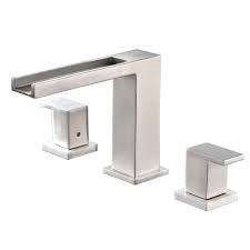 Waterfall Stainless Steel Two Handle Three Hole Widespread Bathroom Fauce Bathroom Sink Faucets Brushed Nickel Widespread Bathroom Faucet Bathroom Sink Faucets