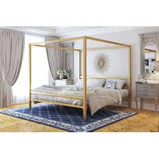 4.5 out of 5 stars. Twin Full Queen King Size Canopy Bed Frame Headboard Metal Steel Gold Modern