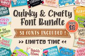 Merry christmas and happy new year! Quirky Crafty Font Bundle Bundle Creative Fabrica In 2020 Font Bundles Free Fonts Handwriting Free Premium Fonts