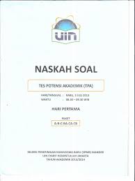 Soal ujian spmb mandiri uin jakarta tahun 2018 ini bukanlah soal bocoran melaikan soal latihan untuk menambah pengetahun dan wawasan saat mengikuti seleksi mandiri uin syarif adapaun persyaratan spmb mandiri uin syarif hidayatullah jakarta tahun 2018 adalah sebagai berikut Soal Tes Potensi Akademik Tpa Spmb Mandiri Uin Jakarta 2013 2014 Pdf