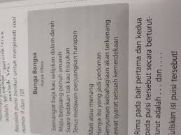 1 Rima Pada Bait Pertama Dan Kedua Pada Puisi Tersebut Secara Berturut Turut Brainly Co Id