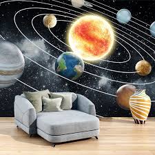 Space Wall Mural Planets Solar System Photo Wallpaper Kids Bedroom Home Decor Wall Murals Mural Wallpaper Solar System Wallpaper