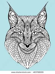Abstract Portrait Of A Wild Cat Lynx Predatory Cat Line Art Drawing By Hand Cat Tattoo Cat Portraits Abstract Portrait