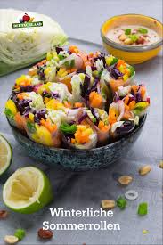 Sommerrollen Mit Spitzkohl Und Erdnuss Dipp Sommerrollen Spitzkohl Vegetarische Gerichte