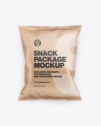 Kraft Snack Package Mockup In Flow Pack Mockups On Yellow Images Object Mockups
