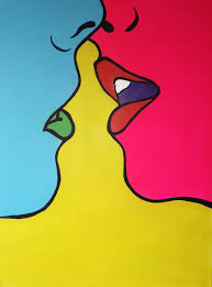 Medium Original Modern Painting Acrylic On Canvas Blue And Red Pop Art Canvas Paint Hippie Painting Pop Art Canvas