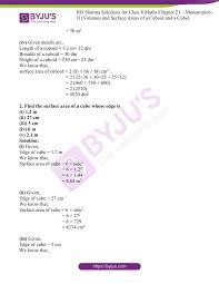 From the above java program to find volume and surface area of cube screenshot, we have entered the length of any side of a cube = 6. Rd Sharma Solutions For Class 8 Chapter 21 Mensuration Ii Volumes And Surface Areas Of A Cuboid And A Cube Download Free Pdf