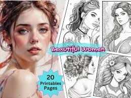 Beautiful Women Coloring Book,women Coloring Pages,bold and  Easy,sketches,instant Download Pdf,digital Download,kids/adults Coloring  Pages