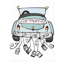 Just Married Car Dragging Cans Announcement Postcard Zazzle Com Just Married Car Just Married Wedding Gift Money