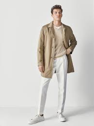 Duz Renkli Pamuklu Trenckot Erkek Massimo Dutti Mens Casual Outfits Business Casual Men Mens Outfits