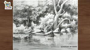 How To Draw Trees And Bushes In The Forest With Easy Pencil Sketch And S Tree Drawing Easy Doodles Drawings Art Drawings Beautiful