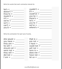 Pin By Amy Louise On Education In 2020 Contraction Worksheet School Worksheets Grammar Worksheets