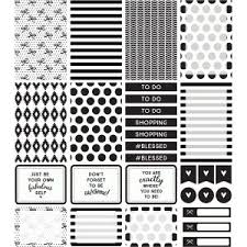 Black And White Test Print Page Silhouette Design Store Planner Stickers Black White Collection Printable Planner Stickers Planner Stickers Planner