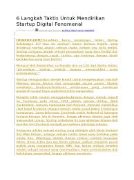 Ilmu pengetahuan melahirkan teknologi yang bisa kita nikmati sekarang ini, dan semua itu lahir dari sebuah ide. 6 Langkah Taktis Untuk Mendirikan Startup Digital Fenomenal