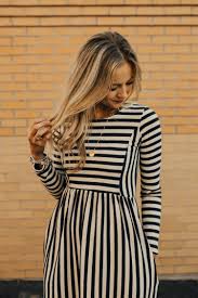 Elm Stripe Dress Roolee Striped Dress Striped Knit Dress Modest Dresses