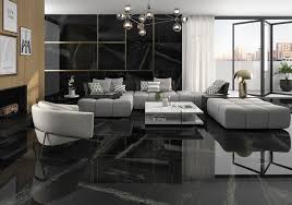 Modern home with a stylish fireplace and ceiling lighted by recessed lights. Product Selector Ceramic Floor Tiles Https Archello Com Product Artic Black 2 Chernye Plitki Interer Chernye Vannye