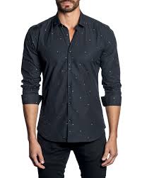 mens modern fit multi star long sleeve shirt