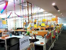 White tile on the walls widens the space visually, while the black and white tiles on the floor harmonize the rest of the room. 11 Awe Inspiring Office Decoration Ideas For Diwali By Printstop Medium