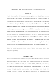 Pdf An Exploratory Study Of Sexual Harassment In Pakistani Organizations