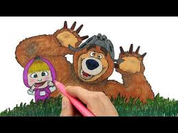 How To Draw Masha And The Bear Masa Ile Koca Ayi Cizim Ve Boyama Youtube Cizim Egitimleri Drawing Animasyon
