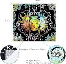 Amazon.com: Uspring Sun and Moon Tapestry Burning Sun Tapestry Black  Colorful Wall Tapestries Moon and Stars Tapestry Psychedelic Mandala  Tapestry ...