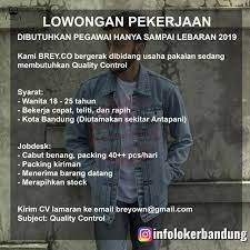 Cibatu raya, antapani tengah, kota bandung, dekat tempat ini: Lowongan Kerja Quality Control Brey Company Bandung April 2019 Infolokerbandung Com Kerja Kota Bandung Gerak